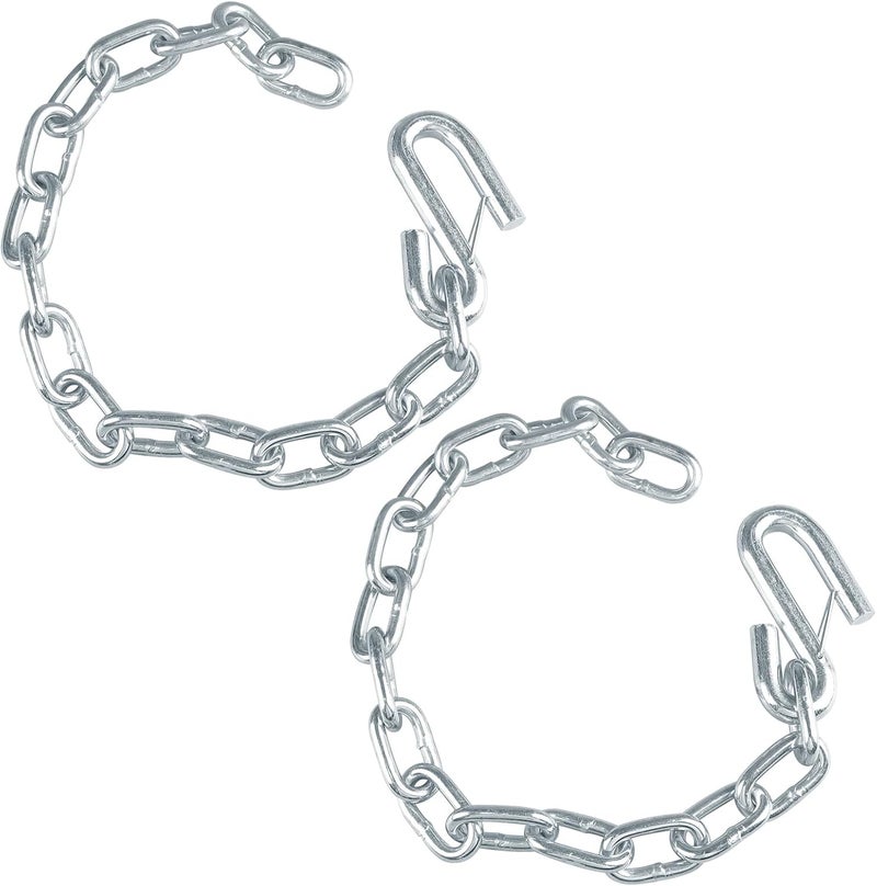 TeukRiGa 8/0"x27" Grade 30Trailer Safety Chain ，17/32" Hook Diameter with Clevis Style Slip Hook 7000 lbs Break Strength 2 Pcs (8/0"x27") - Image 1